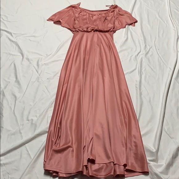 VINTAGE ILGWU 1970’s Dusty Rose Blouson Gown - Picture 6 of 11